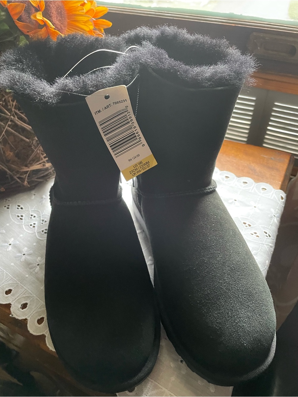 Kirkland Black Shearling Fur Winter Booties